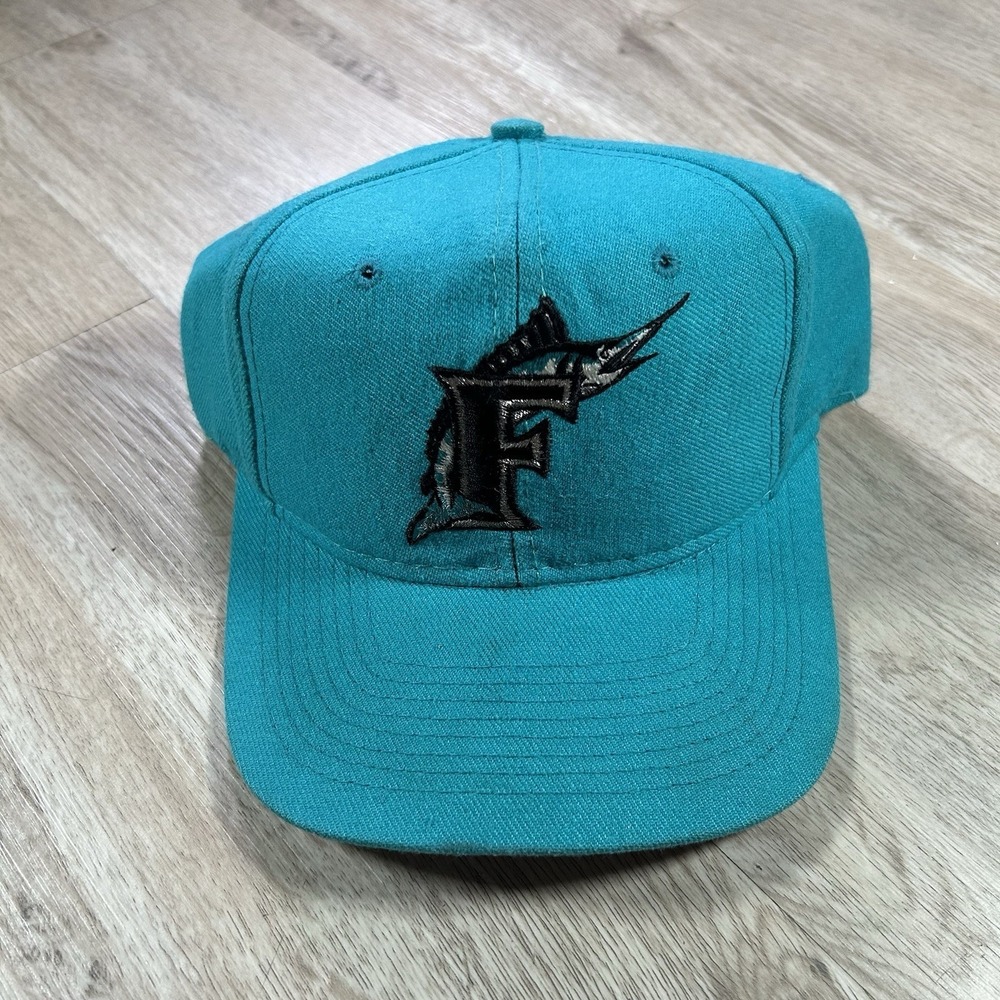 VTG Florida Marlins Snapback Hat MLB Baseball Logo 7 Green Wool Cap